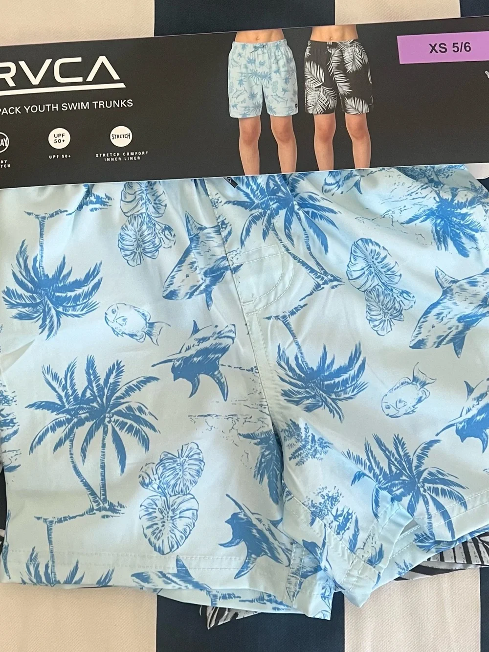 RVCA Light Blue Tropical Print Men's Swim Shorts